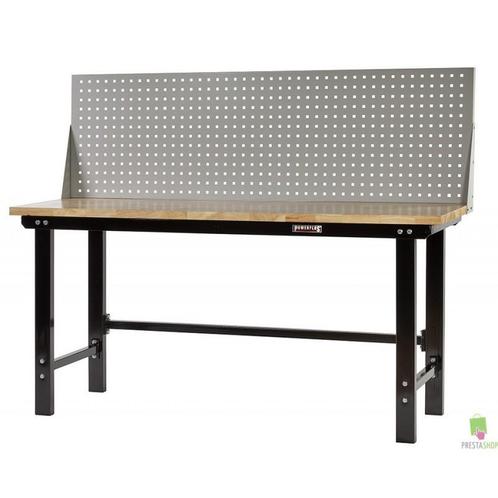 Werkbank zwart 200 cm met hardhouten blad en, Doe-het-zelf en Verbouw, Werkbanken, Ophalen of Verzenden