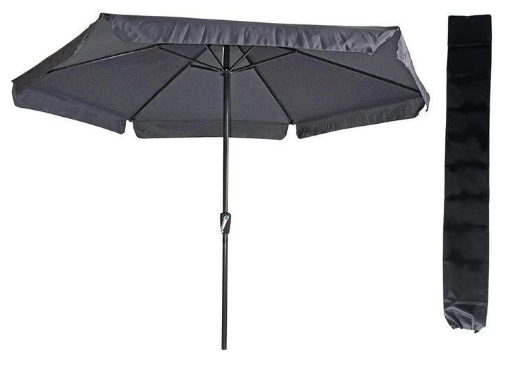 Parasol Gemini Donkergrijs/Antraciet Ø300cm | met Gratis, Tuin en Terras, Parasols, Stokparasol, Nieuw, 2 tot 3 meter, Waterdicht