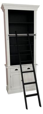 Boekenkast wit - zwart met trap Leerdam 100 x 240cm, Ophalen of Verzenden, Nieuw