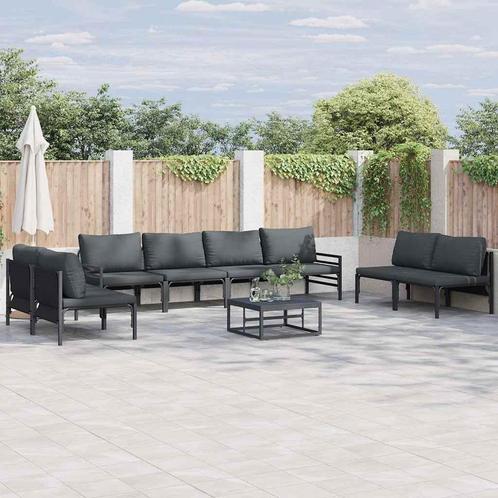 vidaXL Tuin Sofa Set 8 pcs Antraciet Staal, Tuin en Terras, Tuinsets en Loungesets, Nieuw, Verzenden