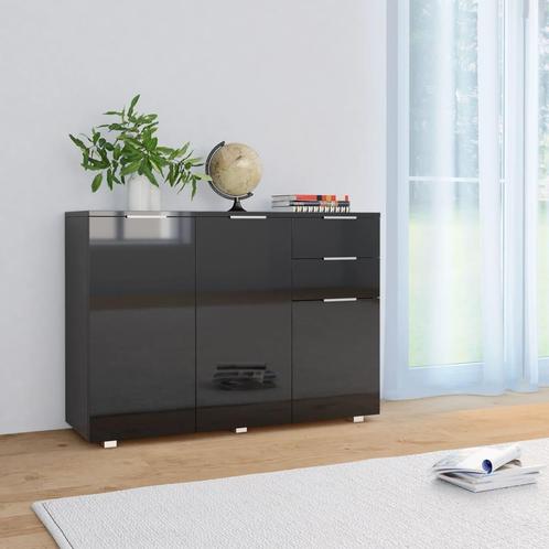 vidaXL Dressoir 107x35x80,5 cm hoogglans zwart, Huis en Inrichting, Kasten | Dressoirs, 25 tot 50 cm, Nieuw, 100 tot 150 cm, Overige houtsoorten