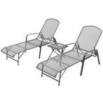 vidaXL Ligbedden 2 st met tafel staal antraciet, Tuin en Terras, Ligbedden, Verzenden, Nieuw