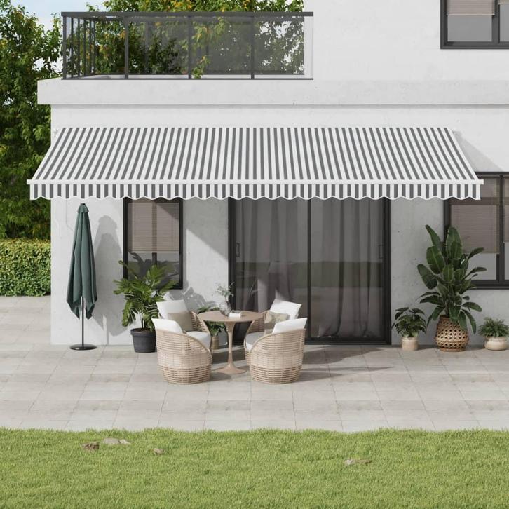 vidaXL Luifel handmatig uittrekbaar 600x350 cm antraciet en, Tuin en Terras, Zonneschermen, Nieuw, Verzenden
