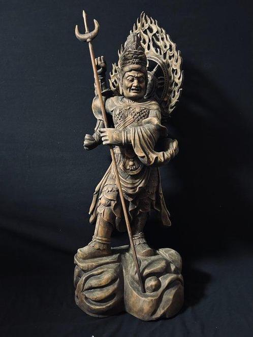 One unique Extra-large wooden sculptured Buddhistic statue -, Antiek en Kunst, Antiek | Overige Antiek