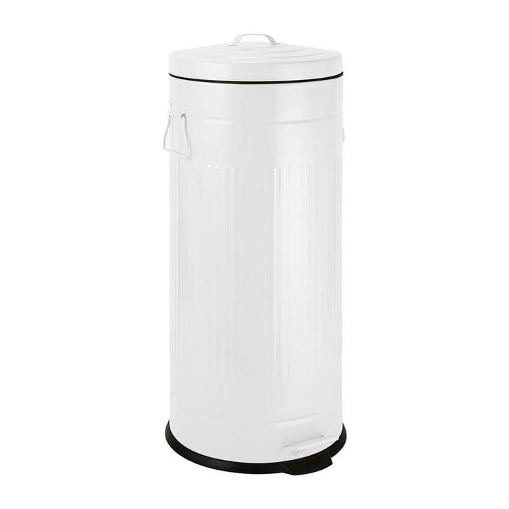 Pedaalemmer retro look - wit - 30 liter, Huis en Inrichting, Woonaccessoires | Prullenbakken, Verzenden