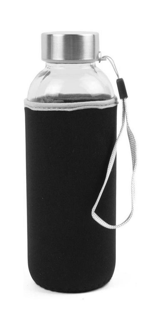 Glazen drinkfles met beschermhoes (420 ml, 19 cm hoog, 6 cm, Doe-het-zelf en Verbouw, Gereedschap | Handgereedschap, Nieuw, Ophalen of Verzenden