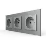 Livolo | Grijs | SR+SR+SR | French | Wandcontactdoos, Ophalen of Verzenden, Nieuw