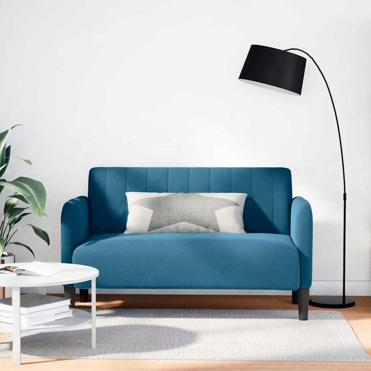 vidaXL Loveseat bank 109 cm fluweel blauw, Huis en Inrichting, Banken | Bankstellen, Nieuw, Stof, Verzenden