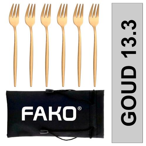 Fako Bijoux® - Gebaksvork / Dessertvork Smal - 13cm - Goud -, Huis en Inrichting, Keuken | Bestek, Verzenden