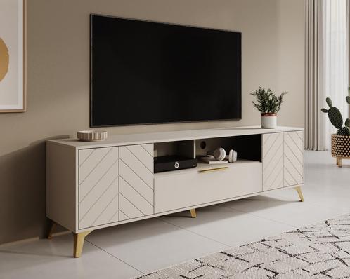Meubella TV-Meubel beige met goud 203 cm | TV-Kast, Huis en Inrichting, Kasten | Televisiemeubels, 200 cm of meer, 25 tot 50 cm