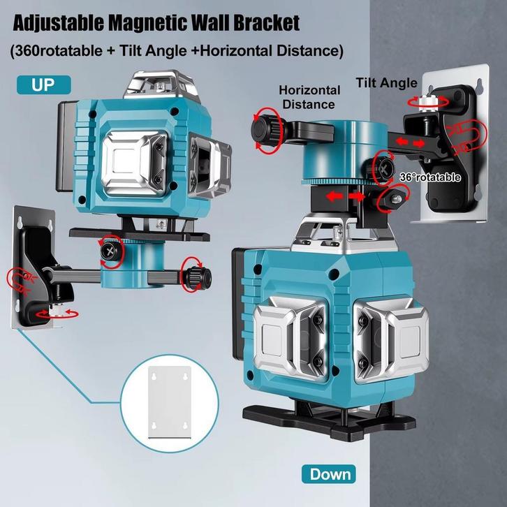 Professionele Super LASER 18V  16 lijnen 4D-laserniveau 360, Doe-het-zelf en Verbouw, Gereedschap | Handgereedschap, Nieuw, Verzenden