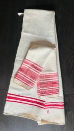 Asciugamani in lino grezzo naturale - punto croce - Met de, Antiek en Kunst