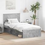 vidaXL Bedframe met hoofdeinde Beton 90 x 200 cm Massief, Verzenden, Nieuw, Grijs, Hout
