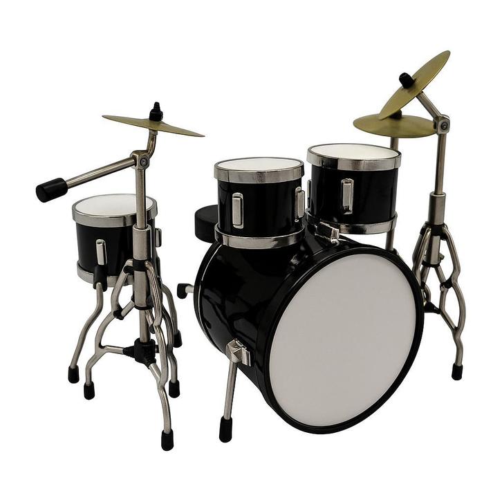 Baby mini  drumstel zwart 10 cm hoog - schaal ca. 1:10, Verzamelen, Muziek, Artiesten en Beroemdheden, Pop, Beeldje of Miniatuur