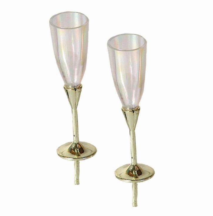 Taartdecoratie Champagneglazen Prikkers 72st., Hobby en Vrije tijd, Taarten en Cupcakes maken, Nieuw, Verzenden