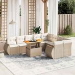 vidaXL 10-delige Loungeset met kussens poly rattan beige, Tuin en Terras, Tuinsets en Loungesets, Verzenden, Nieuw, Rotan, Loungeset