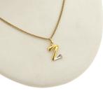 Bicolor gouden hanger van de letter Z met diamant | 0,005..., Ophalen of Verzenden, Gebruikt, Goud, Overige merken