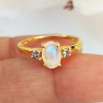 Gold Plated Maansteen Ring – 925 Zilver – Regenboogglans, Sieraden, Tassen en Uiterlijk, Ringen, 18 tot 19, Verzenden, Nieuw, Met edelsteen