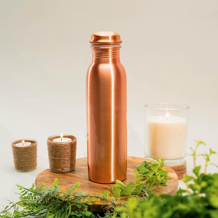 Puur Koperen Waterfles Glad - 950 ml, Huis en Inrichting, Keuken | Keukenbenodigdheden, Ophalen of Verzenden