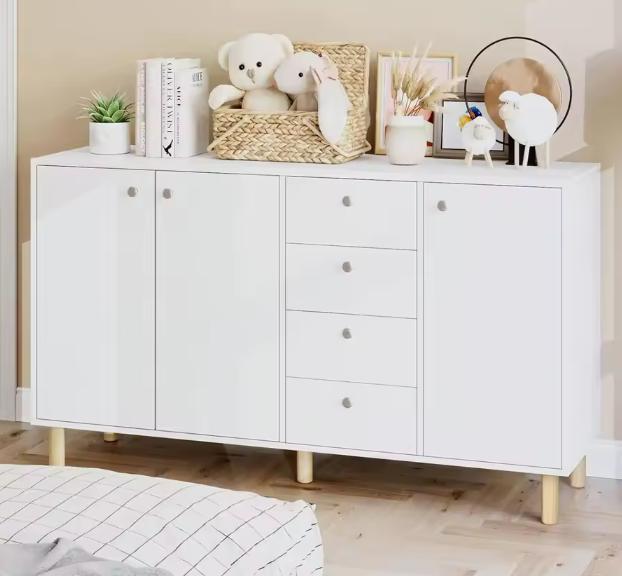 Wit Dressoir 140 cm met 3 Deuren, 4 Lades & Opbergruimte, Huis en Inrichting, Keuken | Keukenelementen, Nieuw, Verzenden