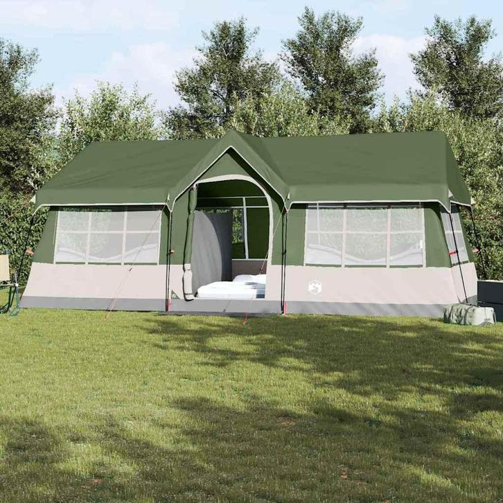 vidaXL Tenten met dak Groen 622 x 295 x 238 cm Polyester, Caravans en Kamperen, Tenten, Nieuw, Verzenden