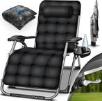 Tuinstoel - Ligstoel - Verstelbaar - Opvouwbaar - Zwart - Ti, Verzenden, Zo goed als nieuw