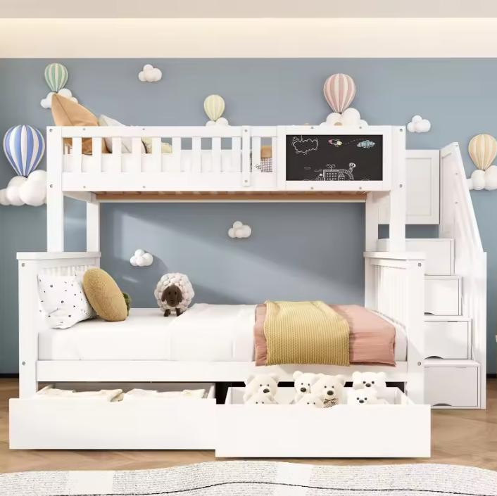 Kinderstapelbed met Tafel en Lades 90x200 + 140x200, Huis en Inrichting, Slaapkamer | Stapelbedden en Hoogslapers, Nieuw, Verzenden