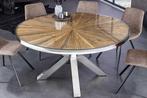 Ronde eettafel BARRACUDA 120cm bruin teakhout massief hout, Huis en Inrichting, Tafels | Eettafels, Ophalen of Verzenden, Nieuw