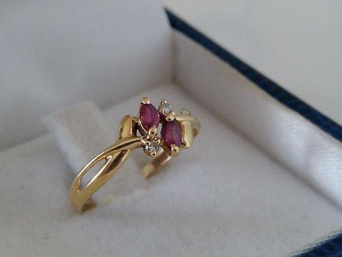 Zonder Minimumprijs - Ring - 18 karaat Geel goud - Robijnen, Sieraden, Tassen en Uiterlijk, Ringen