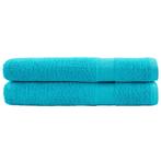 vidaXL Saunadoeken SOLUND 2 st 600 g/m² 80x200 cm turquoise, Verzenden, Nieuw, Blauw