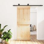 vidaXL Schuifdeur met beslag 80x210 cm massief grenenhout, Doe-het-zelf en Verbouw, Deuren en Horren, Verzenden, Nieuw
