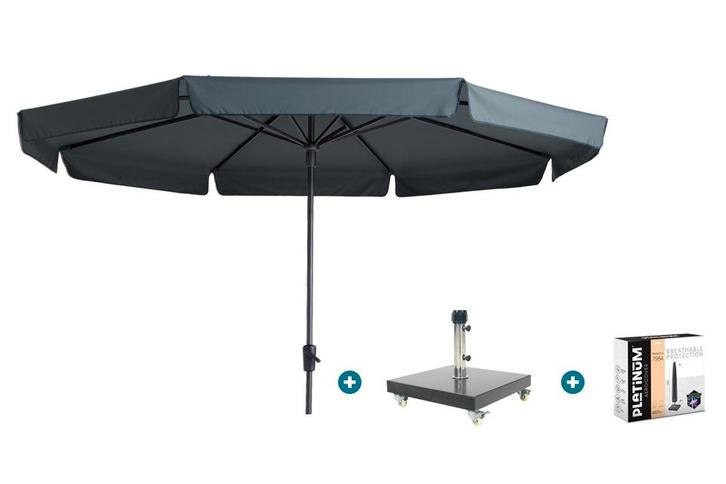 Madison Syros Luxe stokparasol Ø350 cm. - Grey + Granada, Tuin en Terras, Parasols, Parasolvoet, Nieuw, Verzenden