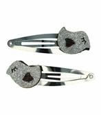 Haarspeld Klikklak Glitter Vogel 5cm Grijs Zilver, Nieuw