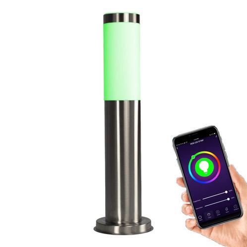 Smart-Tuya Staande buitenlamp zilver Kreta 45cm IP44 Hue, Huis en Inrichting, Lampen | Losse lampen, Ophalen of Verzenden