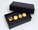 Dobbelsteen ventieldopjes goud in cadeau-verpakking.