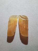 Handcarved Fluorite : pair of leaves - natural fluorite 80.9, Nieuw