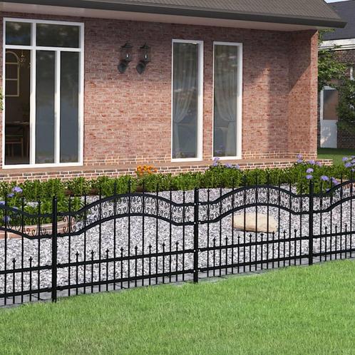 vidaXL Tuinhek met spijlpunten 115 cm gepoedercoat staal, Tuin en Terras, Schuttingen, Nieuw, IJzer, Verzenden