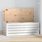 vidaXL Opbergbox wit 89x36,5x33 cm massief grenenhout, Huis en Inrichting, Verzenden, Nieuw