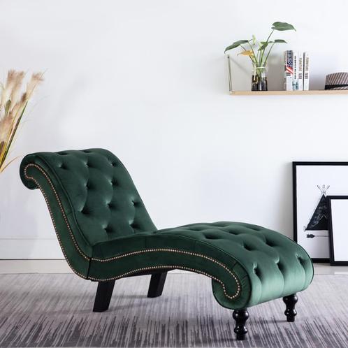 vidaXL Chaise longue fluweel groen, Huis en Inrichting, Banken | Sofa's en Chaises Longues, Nieuw, Verzenden