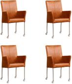 Set van 4 Cognac leren moderne eetkamerstoelen - Vintage Lee, Overige kleuren, Nieuw, Leer, Ophalen of Verzenden