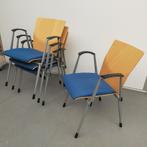 Ahrend multiplex stevige stoel - blauwe stof (alleen per set, Huis en Inrichting, Stoelen, Ophalen of Verzenden, Nieuw