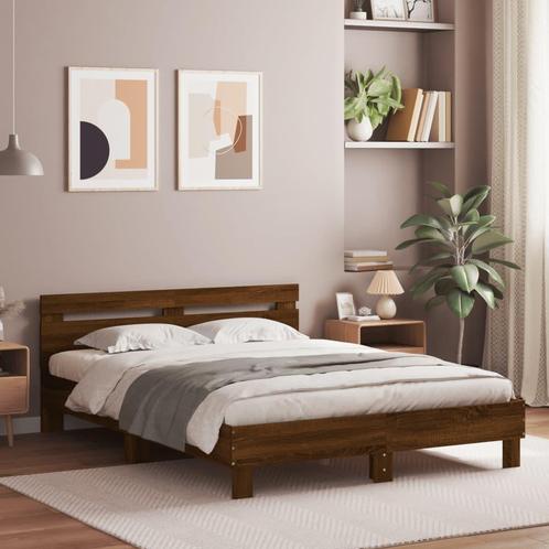 vidaXL Bedframe met hoofdeinde bruin eikenkleur 150x200 cm, Huis en Inrichting, Slaapkamer | Bedden, Overige maten, 200 cm, Bruin