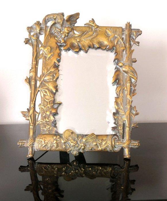 Époque Napoléon III - Spiegel - Verguld brons,, Antiek en Kunst, Antiek | Meubels | Stoelen en Banken