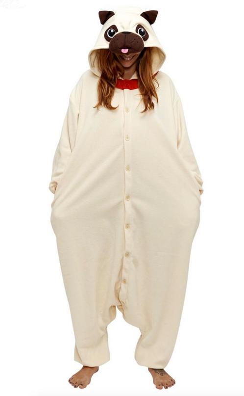 Onesie Mopshond Pak 140-146 Hondenpak Kostuum Pug Bruin Jump, Kinderen en Baby's, Carnavalskleding en Verkleedspullen, Nieuw, Ophalen of Verzenden