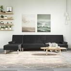 vidaXL Slaapbank L-vormig 255x140x70 cm kunstleer zwart, Verzenden, Nieuw, Leer, Minder dan 150 cm