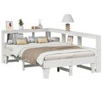 vidaXL Bed met boekenkast zonder matras grenenhout wit, Huis en Inrichting, Verzenden, Wit, 190 cm of minder, Overige maten