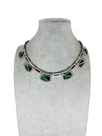 Zonder minimumprijs - Halsketting Zilver - Malachiet & onyx, Nieuw