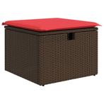 vidaXL Tuinkruk met kussen 55x55x37 cm poly rattan bruin, Tuin en Terras, Verzenden, Nieuw, Rotan