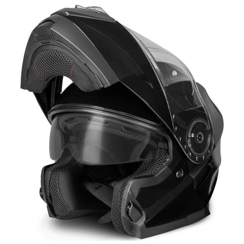 VINZ Santos - Zwart, Motoren, Kleding | Motorhelmen, XXL, Systeemhelm, Verzenden