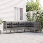vidaXL 5-delige Loungeset met kussens poly rattan grijs, Verzenden, Nieuw, Rotan, Loungeset